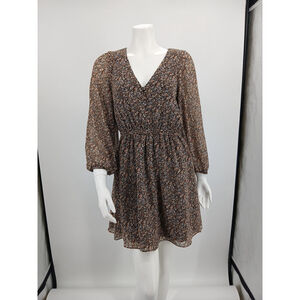 Madewell (Re)sourced Mini Dress Women’s Small Ditsy Print Georgette Button-Front